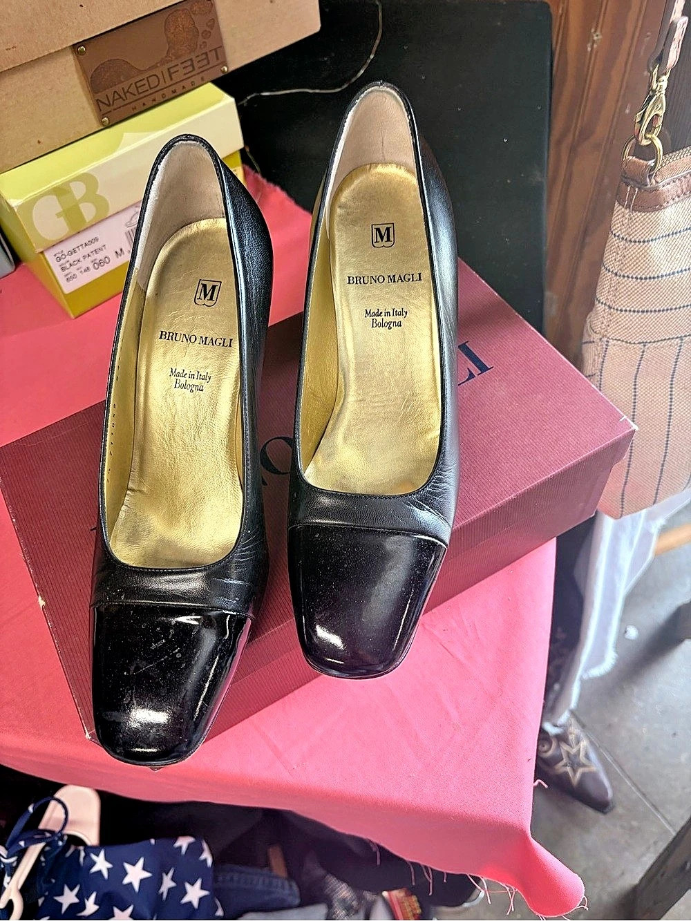 Bruno Magli Black Square Toe Heels